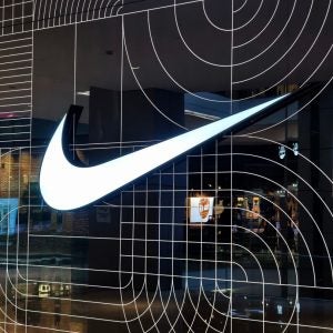 Nike brand retail shop in the large shopping mall