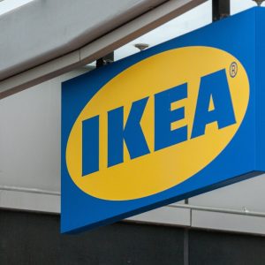 View at the IKEA logo store in Toronto, Canada. IKEA is a Swedish multinational group of companies